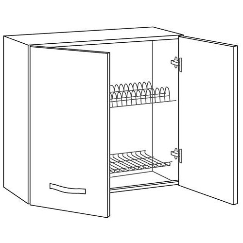 Scolapiatti per Cucina Componibile 80 Larghezza in Legno Pensile Larice Grigio