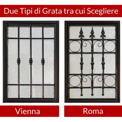Porta Blindata Bianca con Grata a Lance e Vetro Antisfondamento Pannelli Esterni