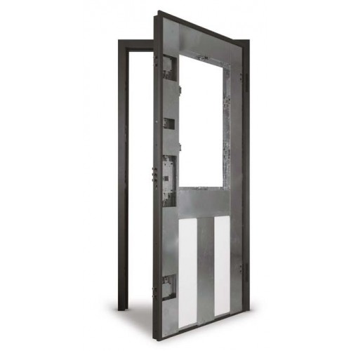 Porta Blindata Con Vetro Pannello Noce per Esterno Vetrata con Grata