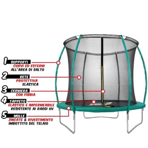 Tappeto Elastico Diametro 183 cm Bambini Rete Sicurezza Trampolino da Giardino 2