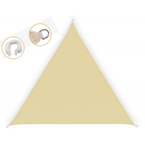 Vela Ombreggiante 3x3 Beige Triangolare Telo da Giardino Esterno Tenda Parasole