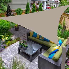 Vela Ombreggiante 5x5 Tortora Triangolare Tenda Parasole Giardino Impermeabile 2