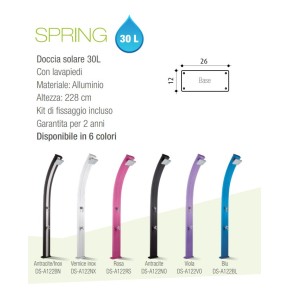 Doccia Solare in Alluminio Inox 30 litri per Esterno Giardino Piscina Campeggio 2