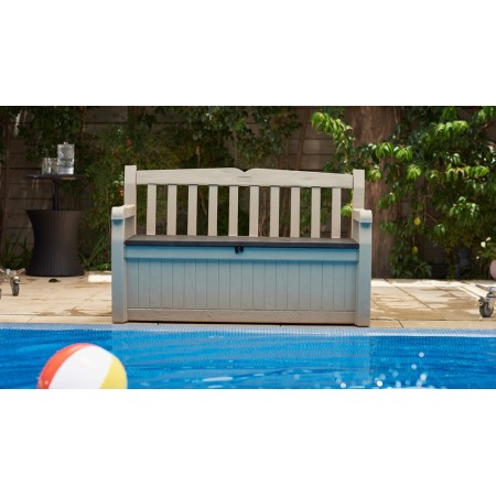 Keter Panchina Baule Effetto Legno Contenitore Apribile Esterno Beige Cassapanca