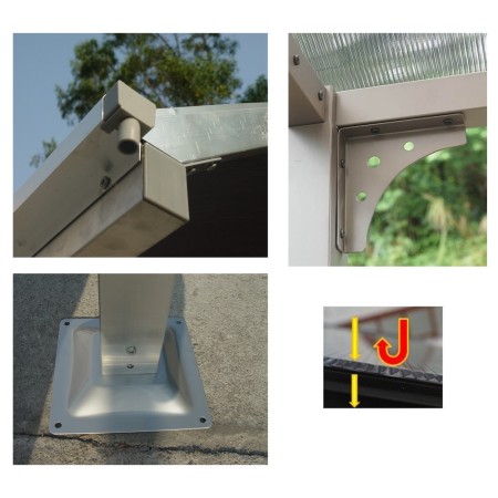 Carport in Alluminio 6x5 metri Policarbonato Gazebo Posto Auto Capanno Tettoia