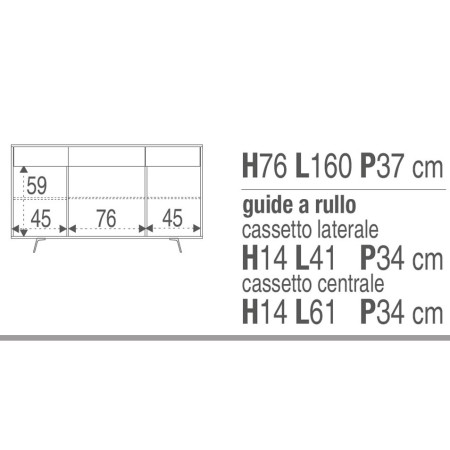 Mobile Madia 3 Ante 3 Cassetti Ossido Bianco Effetto Marmo Credenza da Soggiorno