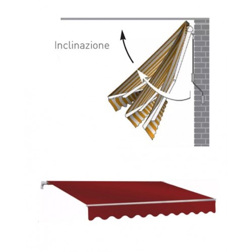 Tenda da Sole 300x200 Bracci a Catena Rossa Inclinazione Regolabile Barra Quadra