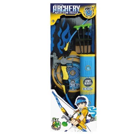 Set Arciere per Bambini Arco Mirino Regolabile Plastica 3 Frecce a Ventosa Bimbo