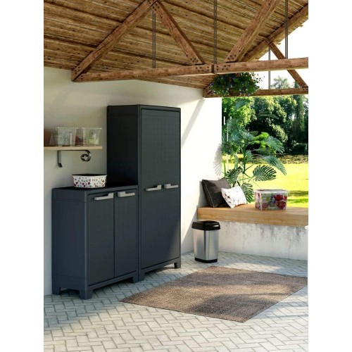 Armadio Keter Antracite Tuttopiani Resina Impermeabile Alto Organizer da Esterno