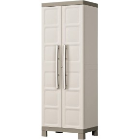 Armadio Keter in Resina Alto da Esterno Tortora Multiuso Portascope Beige 2 Ante