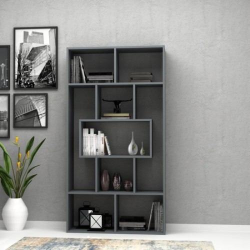 Libreria in Legno Cemento 5 Ripiani a Giorno Mobile per Ufficio Camera Bambini