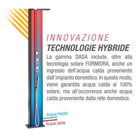 Doccia Solare in Alluminio inox 40 litri Ibrida Acqua Calda da Giardino Esterno
