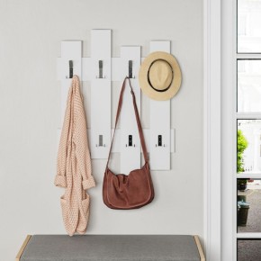 Appendiabiti a Muro in Legno Bianco con Ganci Moderno Mobile ingresso a Parete 2