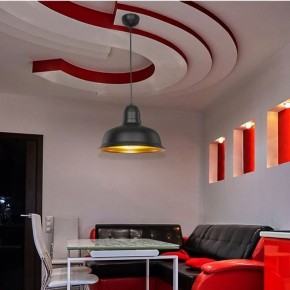 Lampada a Sospensione per Camera Salone in Metallo Nero Lampadario Sospeso 2