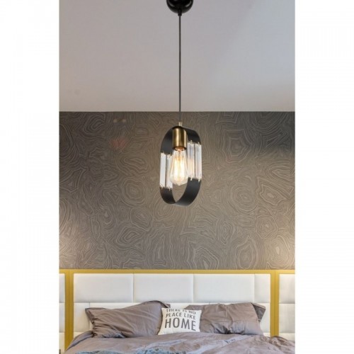 Lampada a Sospensione per Interno Lampadario Metallo e Vetro Nero Pendente Sala
