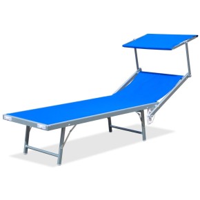 Lettino Mare Blu Sole Stabilimento Leggero Alluminio Spiaggia Arredo Giardino 2
