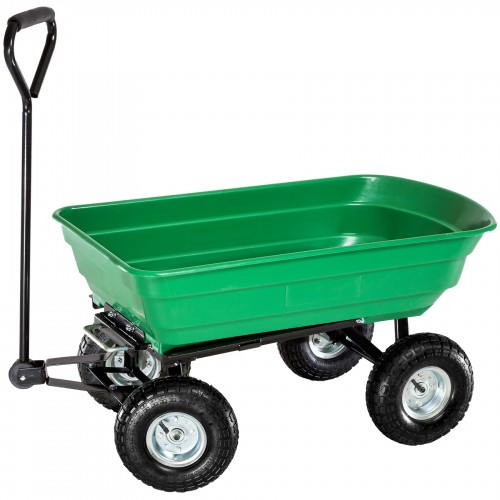 Carrello Portatutto 4 ruote Sterzanti Ribaltabile Carretto da Giardino Rimorchio