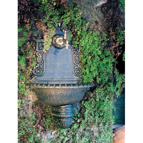 Fontana da Parete Grigia in Ghisa Lavabo a Muro Giardino Lavandino Rubinetto 