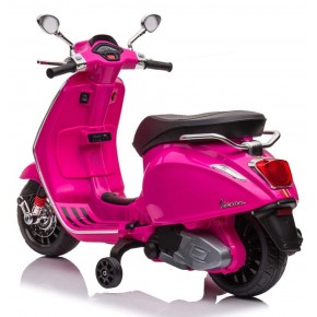 Vespa Piaggio rosa per bambini a batteria 12 V con stabilizzatori laterali 2