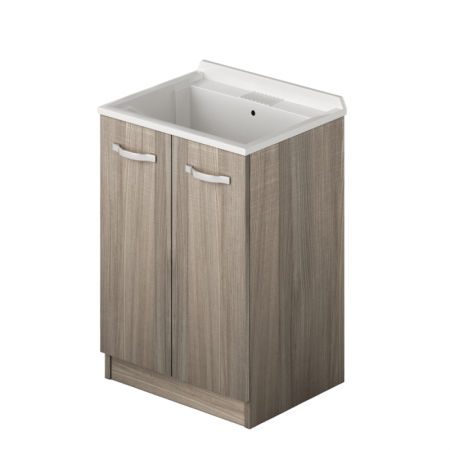 Mobile Lavatoio con 2 Ante in Legno Olmo Vaschetta in Resina Bagno Lavabo | Bricoshop24
