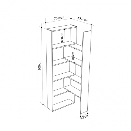 Libreria Antracite Legno Estensibile Moderna Angolare | Bricoshop24