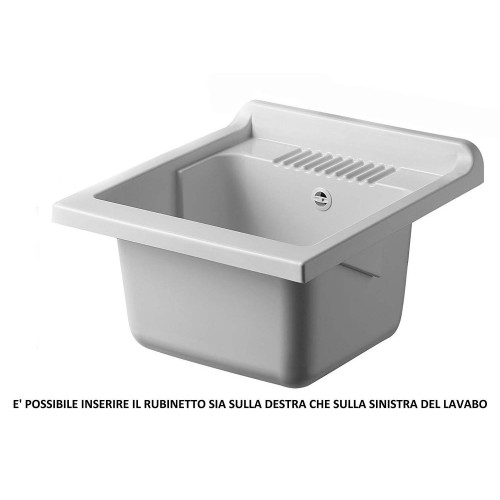 Lavabo Pilozzo Mobile Lavatoio in Legno 50x50 per Lavanderia con Sifone | Bricoshop24