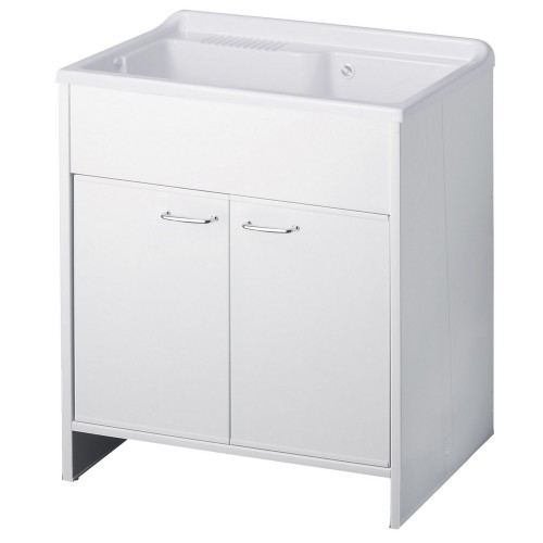 Mobile Lavatoio PVC 80x50x85 cm per Esterni con Vano Porta Oggetti