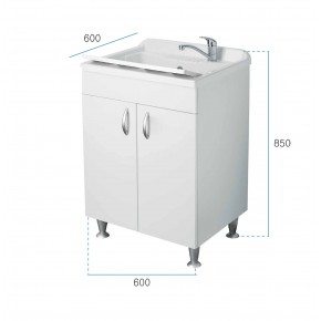 Lavatoio con Mobile Bianco Pilozzo 60x60 in Legno per Interno Lavanderia | Bricoshop24 2