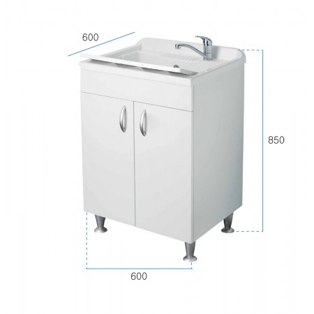 Lavatoio con Mobiletto in Legno Pilozzo 60x60 Sifone Piletta di Scarico | Bricoshop24
