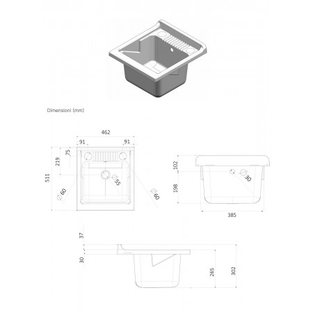 Lavatoio 45x50 in Legno per Interno Lavandino con Sifone Lavanderia | Bricoshop24