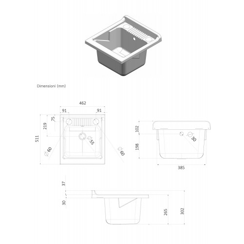 Mobile Lavatoio con Anta in Legno Nobilitato Design Moderno | Bricoshop24