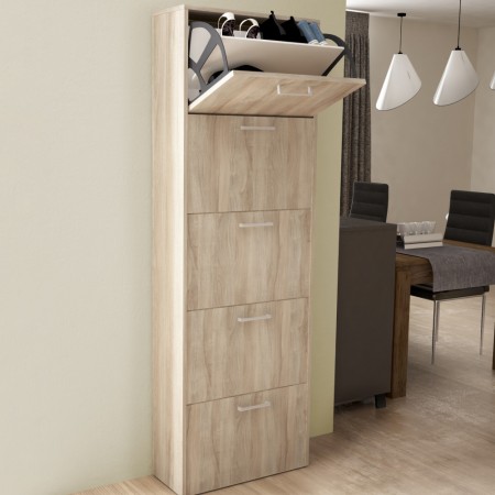 Scarpiera Design Slim Moderno Olmo in Legno 5 Ante Salvaspazio in Legno
