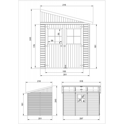 Casetta da Giardino  in Legno 3x2 Addossata 4 Pareti a Pannelli 17 mm