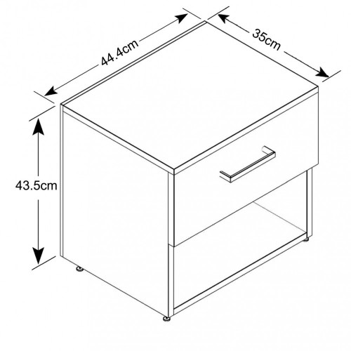 Mobile Comodino in Legno con Cassetto Grigio Olmo per Camera da Letto
