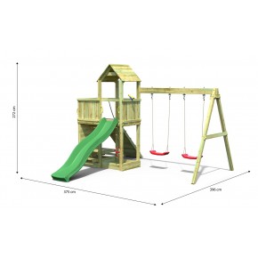 Parco Giochi in Legno per Bambini Altalena Scivolo Rampa Tavolino 2