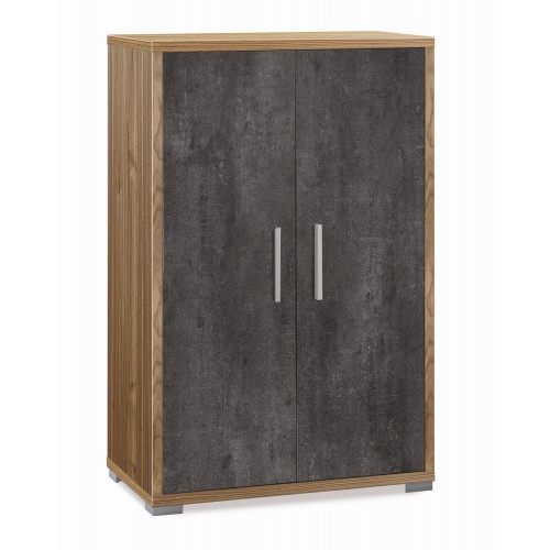Armadio 2 Ante Ossido Noce Credenza Multiuso con Ripiani Mobile Camera