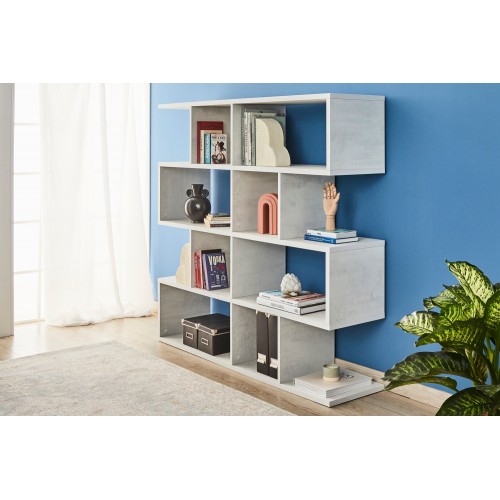 Libreria Modulare Giorno Cemento Moderna Mensole Scaffale Ufficio Studio
