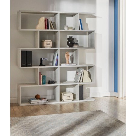 Libreria Modulare Bianco Geometrica Moderna Mensole Scaffale Ufficio