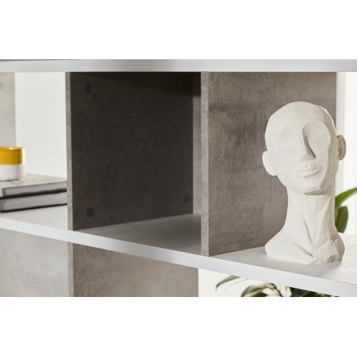 Libreria Modulare Geometrica Bianco in Legno Moderna Scaffale a Giorno