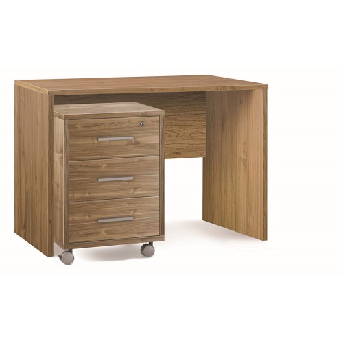 Cassettiera Ruote Noce 3 Cassetti con Chiave da Scrivania Ufficio Legno