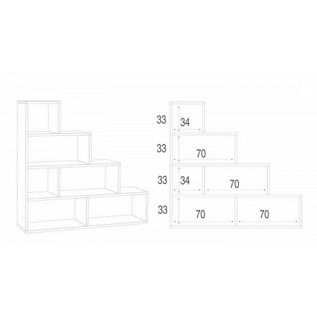 Libreria a Scala Bianco Vani Moderna Mensole Scaffale Ufficio Studio