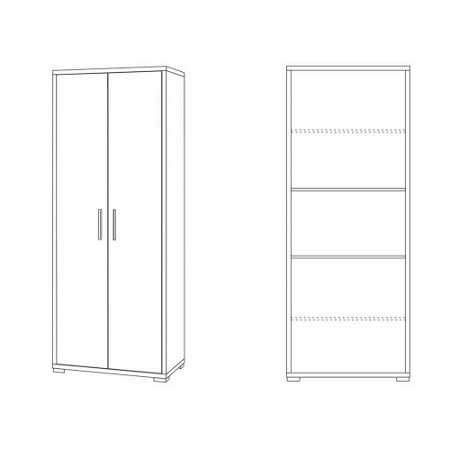 Armadio 2 Ante Noce Bianco Multiuso Legno Mobile Ripiani Scaffali Camera