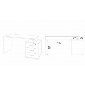 Scrivania 155 cm Ossido Bianco con Cassettiera Grande Ufficio Cameretta 2