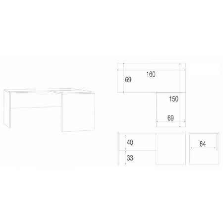 Scrivania Legno 160x150 cm ad Angolo Bianco Moderna da Ufficio Studio