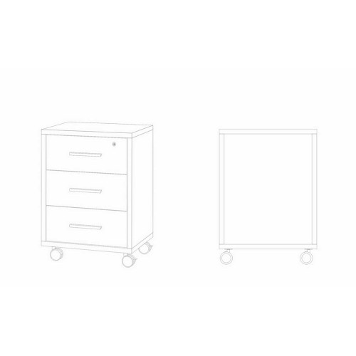 Cassettiera da Scrivania Ruote Bianco Noce 3 Cassetti con Chiave Ufficio