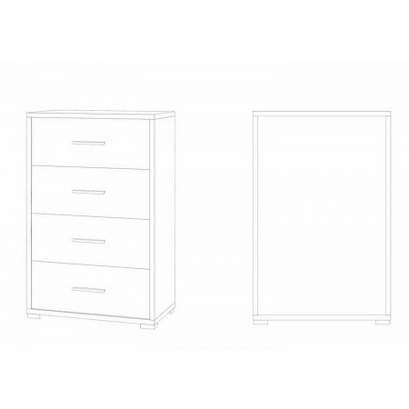 Cassettiera Como Bianco Noce Mobile 4 Cassetti da Ufficio Camera Legno