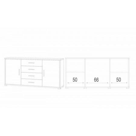 Credenza Mobile 2 Ante 4 Cassetti Noce Contenitore Buffet Tv Soggiorno