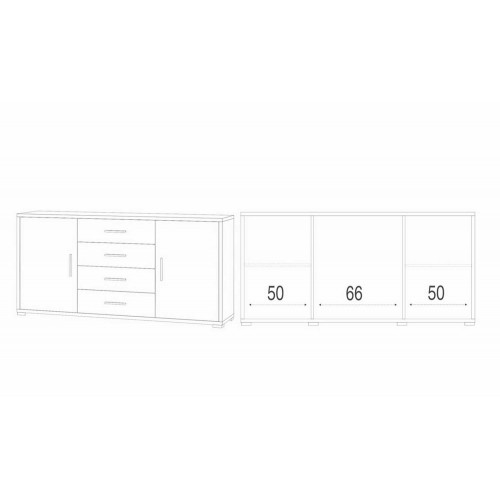 Credenza Contenitore Mobile 2 Ante 4 Cassetti Bianco Noce in Legno Tv