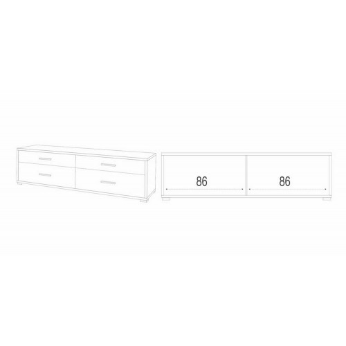 Mobile Moderno Noce Porta TV 4 Cassetti Credenza Cassettiera in Legno