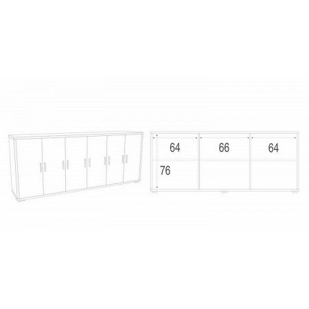 Armadio Credenza Mobile Basso Noce Porta TV Moderno 6 Ante 200 cm Legno